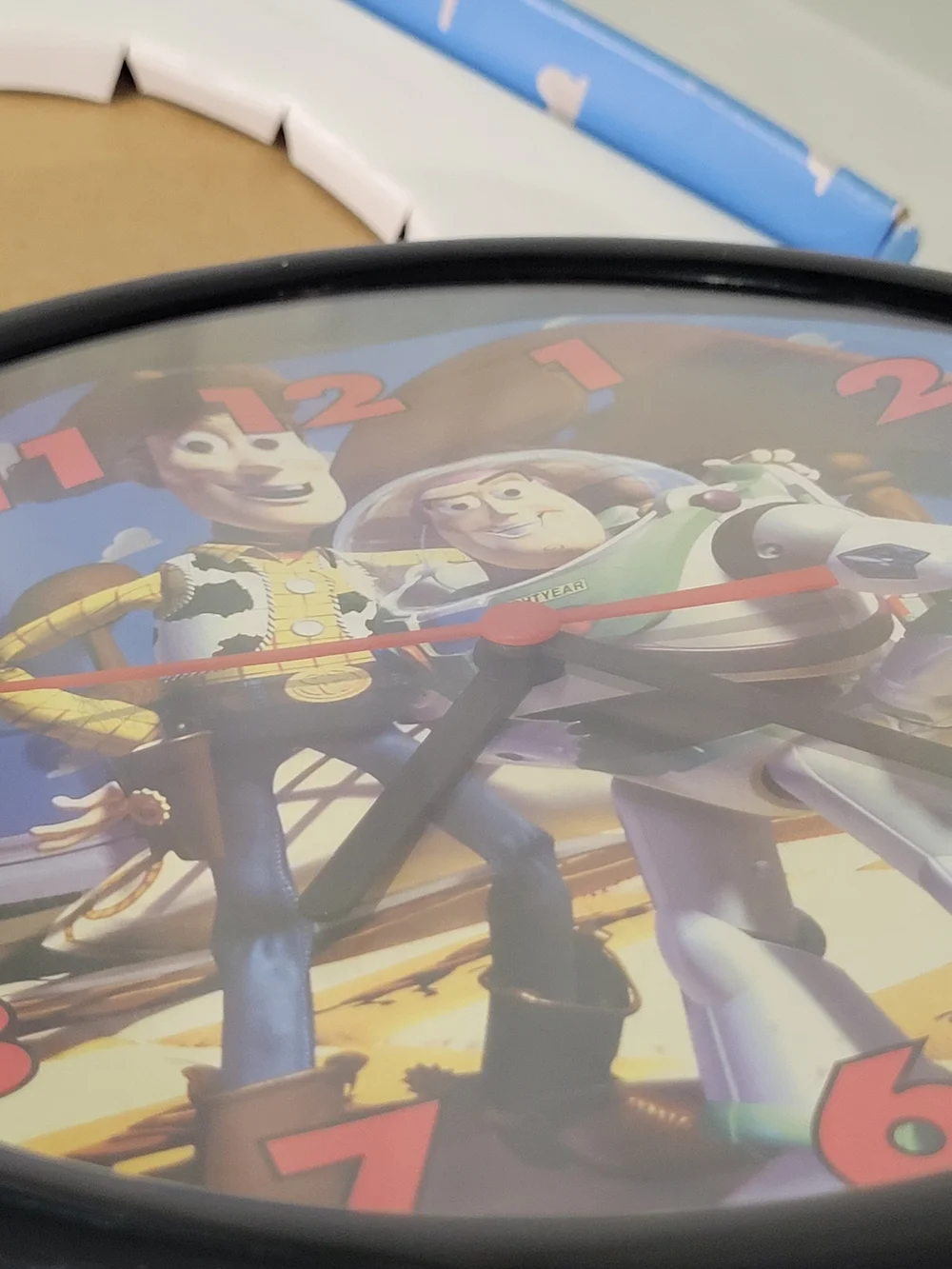Disney Toy Story Woody & Buzz Round Wall Clock - Black Frame, Multi